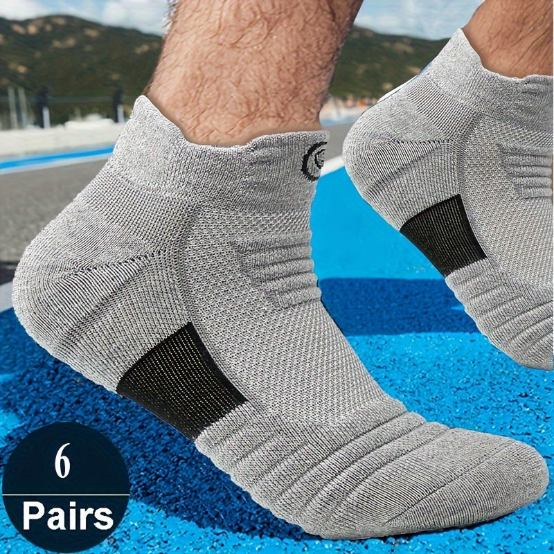 Men's Athletic Socks Breathable Knit Geometric Pattern 6 Pairs