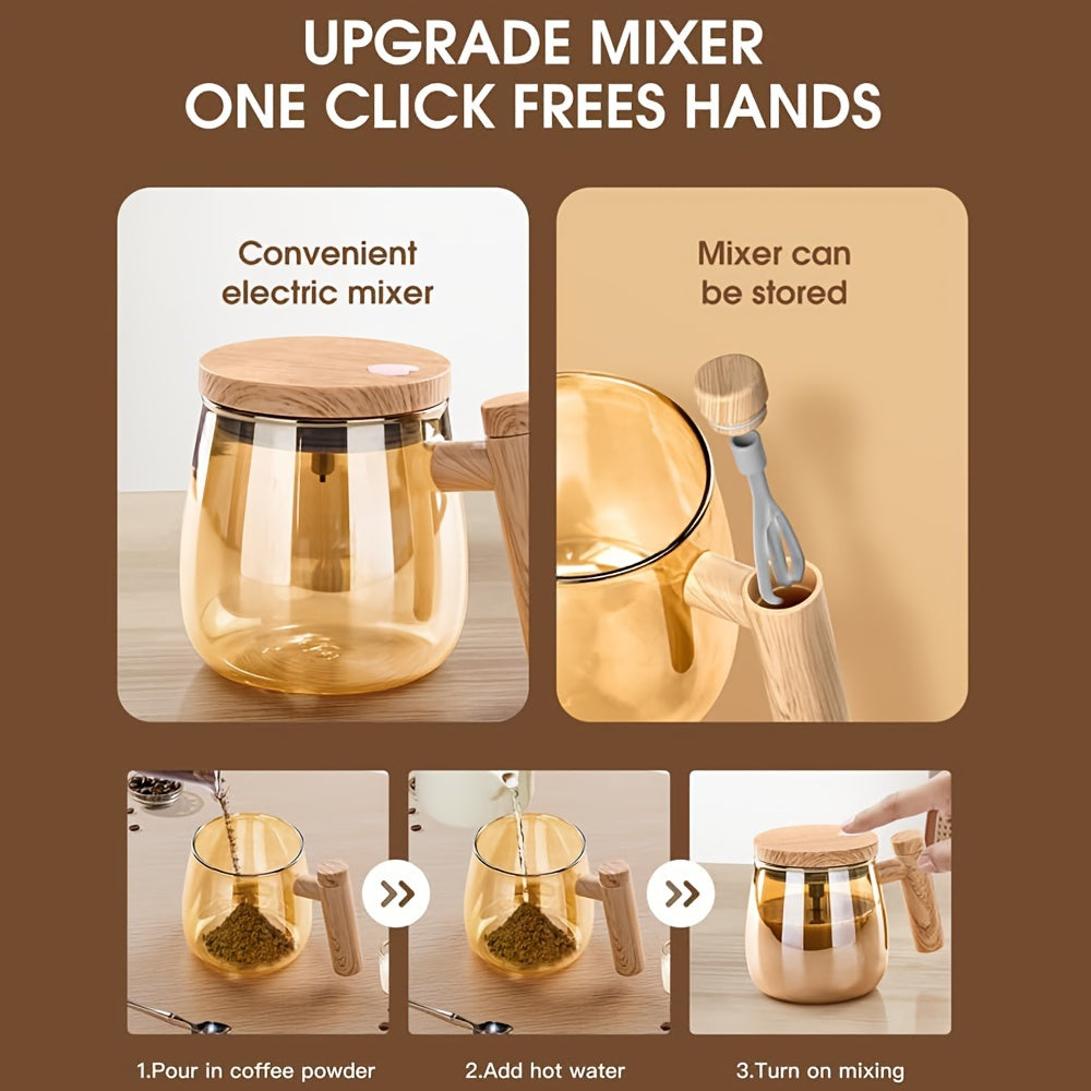 Avtomatik o'z-o'zini aralashtiradigan qahva chashka Borosilikat shisha bilan portativ blender