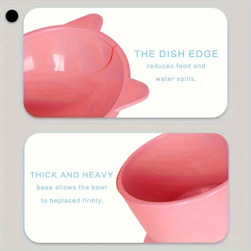 Набор высоких мисок для кошек с наклонным дизайном, дружелюбным к усам, из прочного пластика