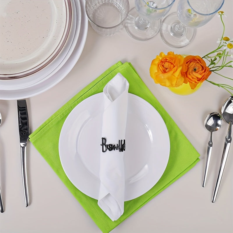 Golden Letter Napkin Rings for Weddings Parties Christmas Thanksgiving Set of 6