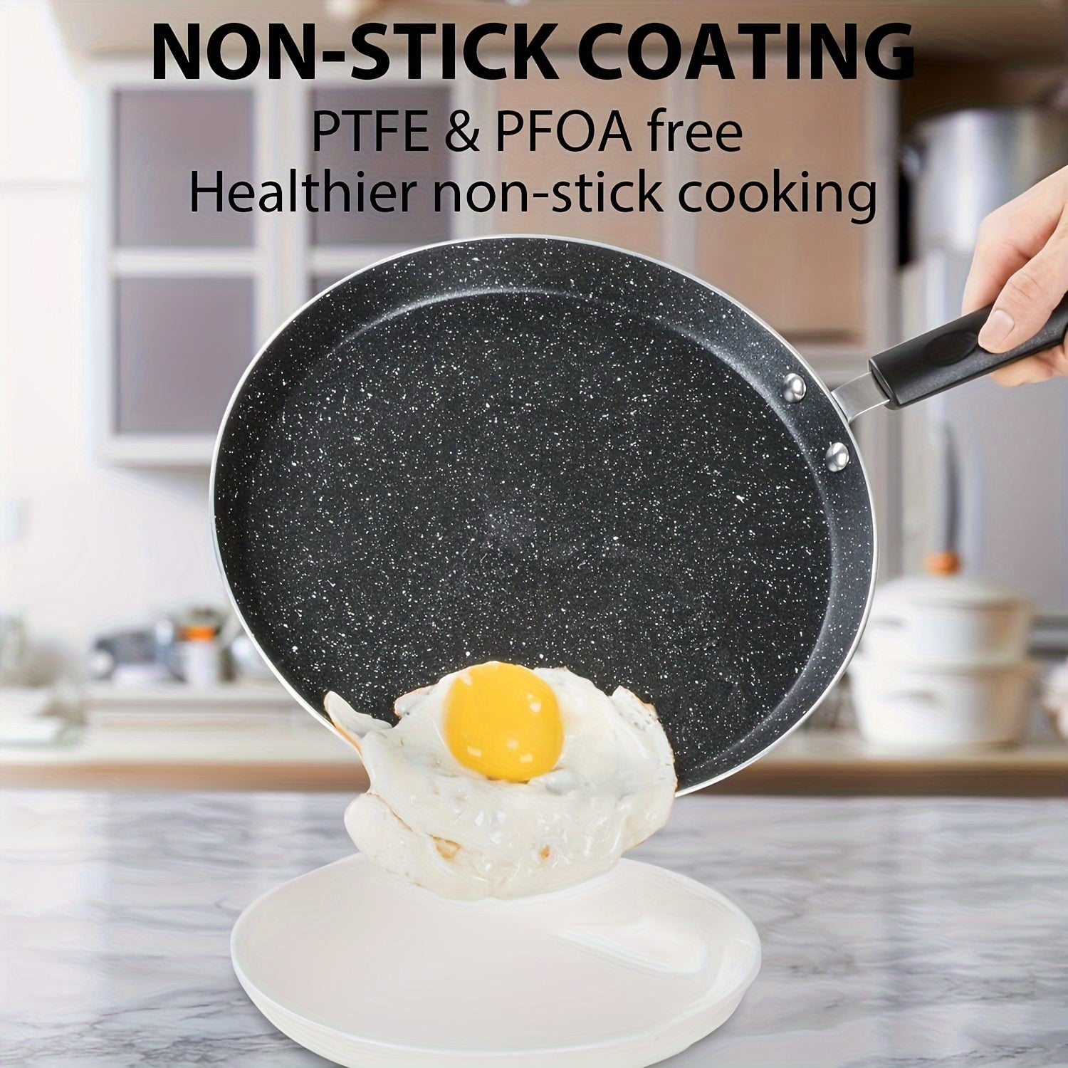 Nonstick Crepe and Pancake Pan Set with Granite Coating Aluminum Skillet for Eggs and Tortillas