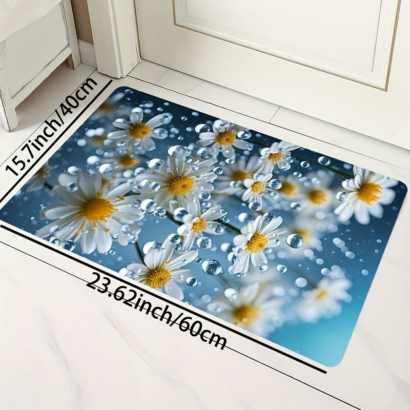 Small Daisies in the Rain Bathroom Carpet Thick Soft Kitchen Living Bedroom Floor Mat Machine Washable