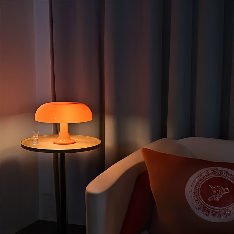 Modern Plastic Mushroom Table Lamp with USB Dimmable 3-Color Lighting