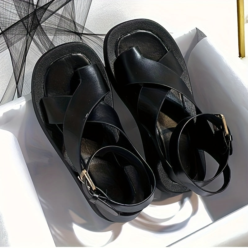 Women Summer Open-Toe Sandals With Rubber Sole Adjustable Straps