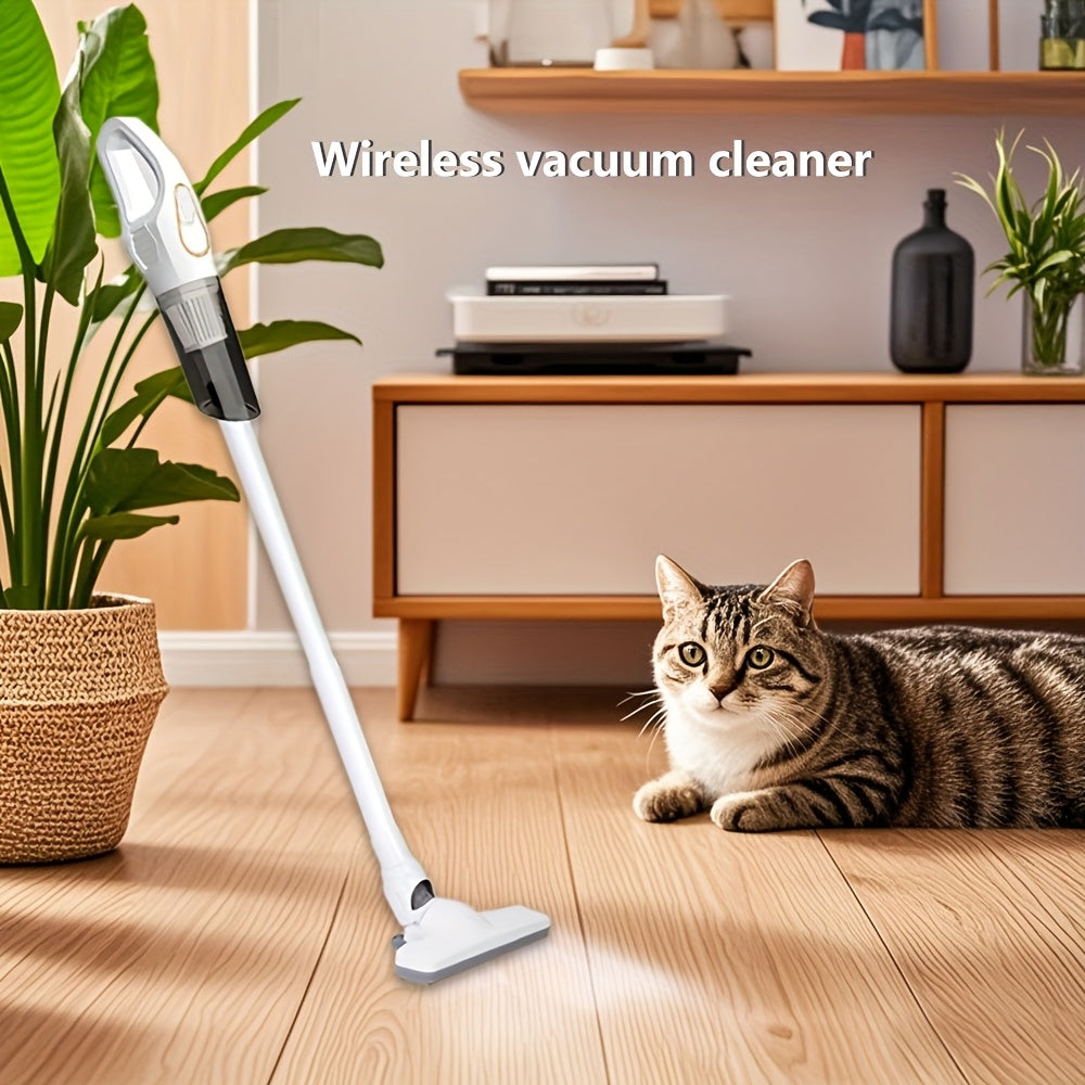 Cordless Stick Vacuum Cleaner with USB Rechargeable Lithium Battery 2000mAh 6KPa Suction Quiet 60dB