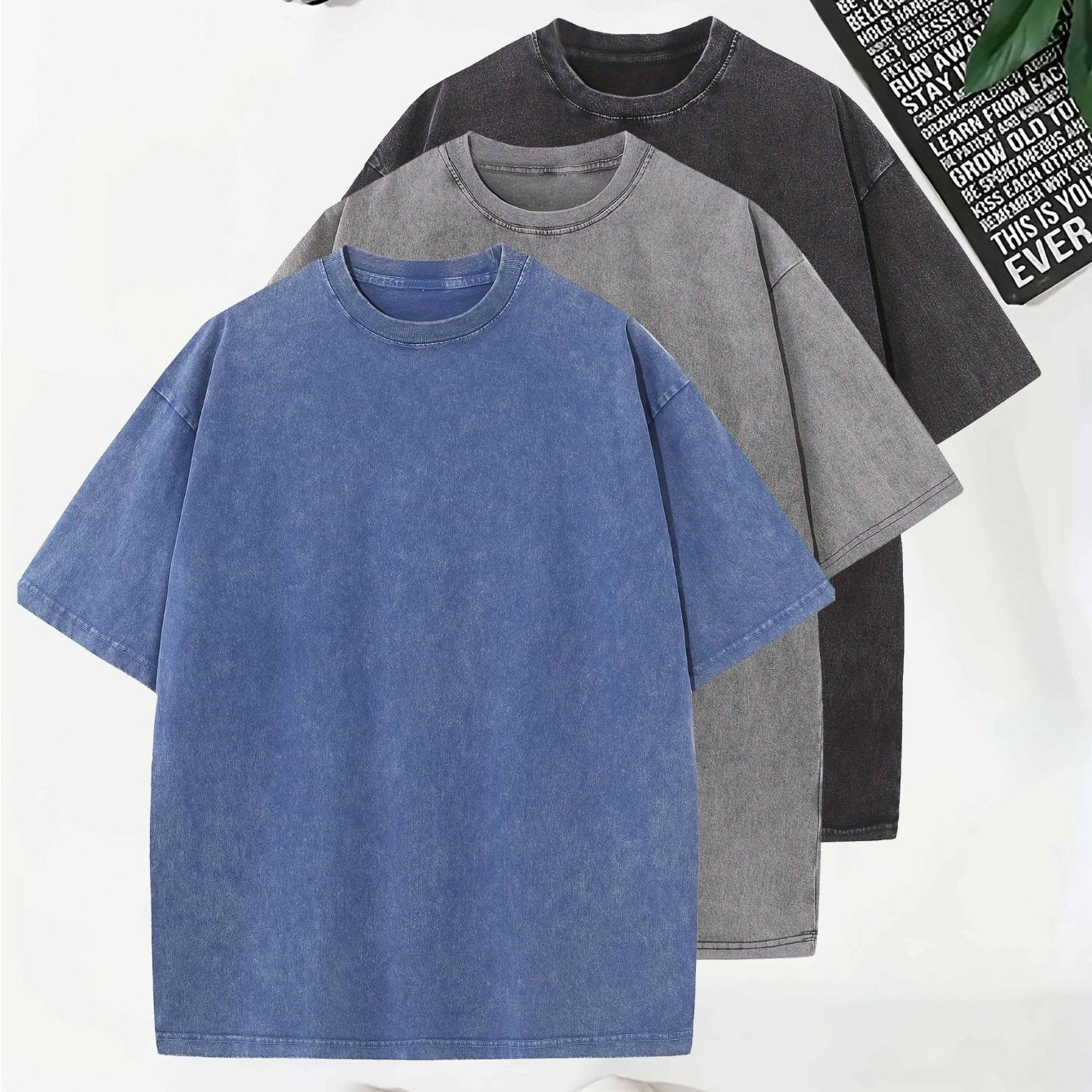 Camiseta de algodón sólida para hombre, de manga corta, con cuello redondo, para verano y uso al aire libre