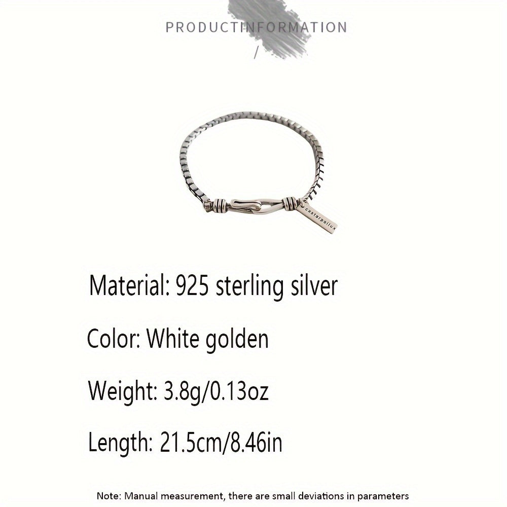 Unisex 925 Sterling Silver Shaxsiy Vintage Quti Zanjirli Xoch Bilaguzuk, Har kuni kiyish va maxsus tadbirlar uchun mukammal (taxminan 3.8 gramm)