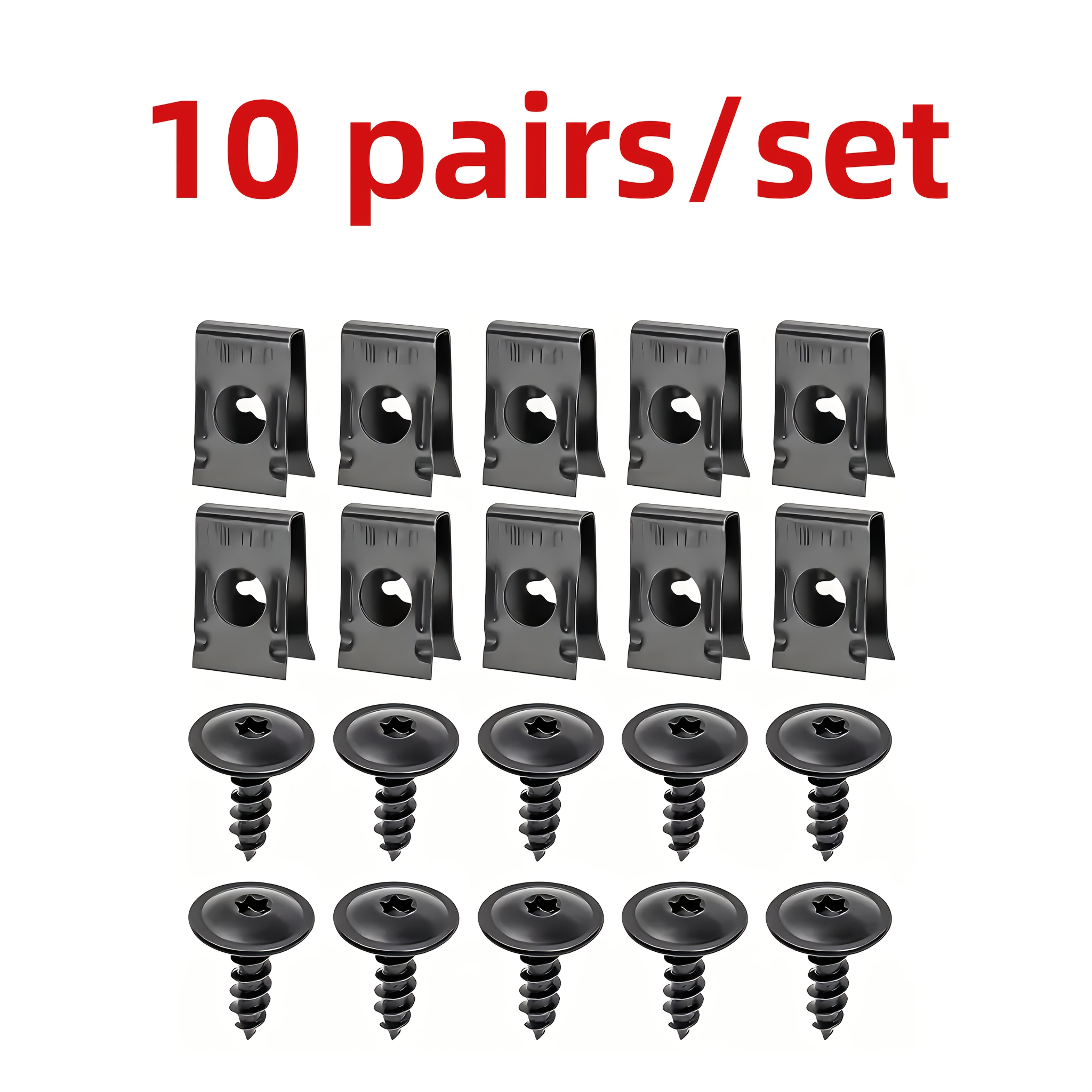 Set of 10/20/50 Metal U-Bolt Clips and Screws for Car Body Bumper Hardware