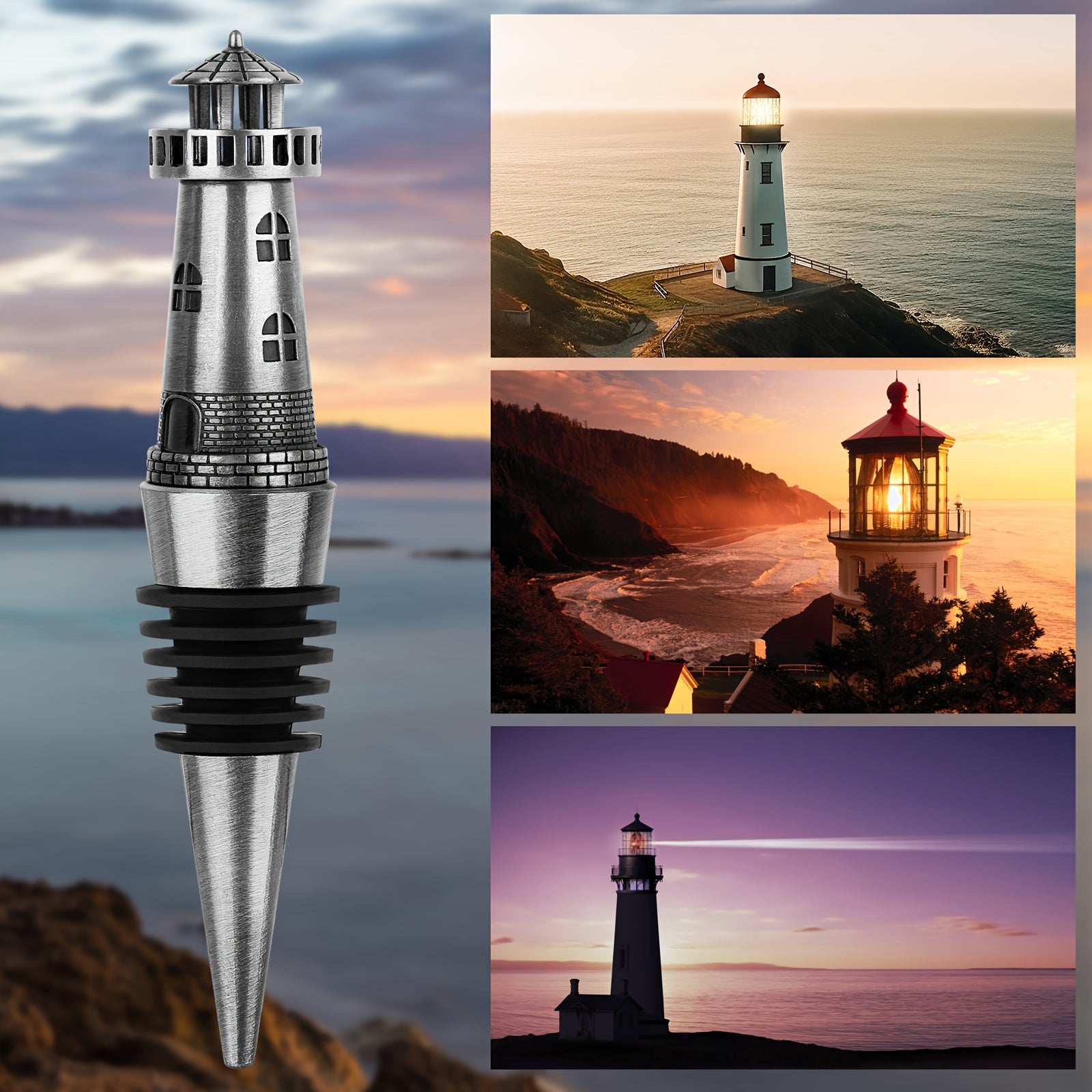 Nautical Lighthouse Wine Stopper Champagne Saver Gift for Pharos Lovers