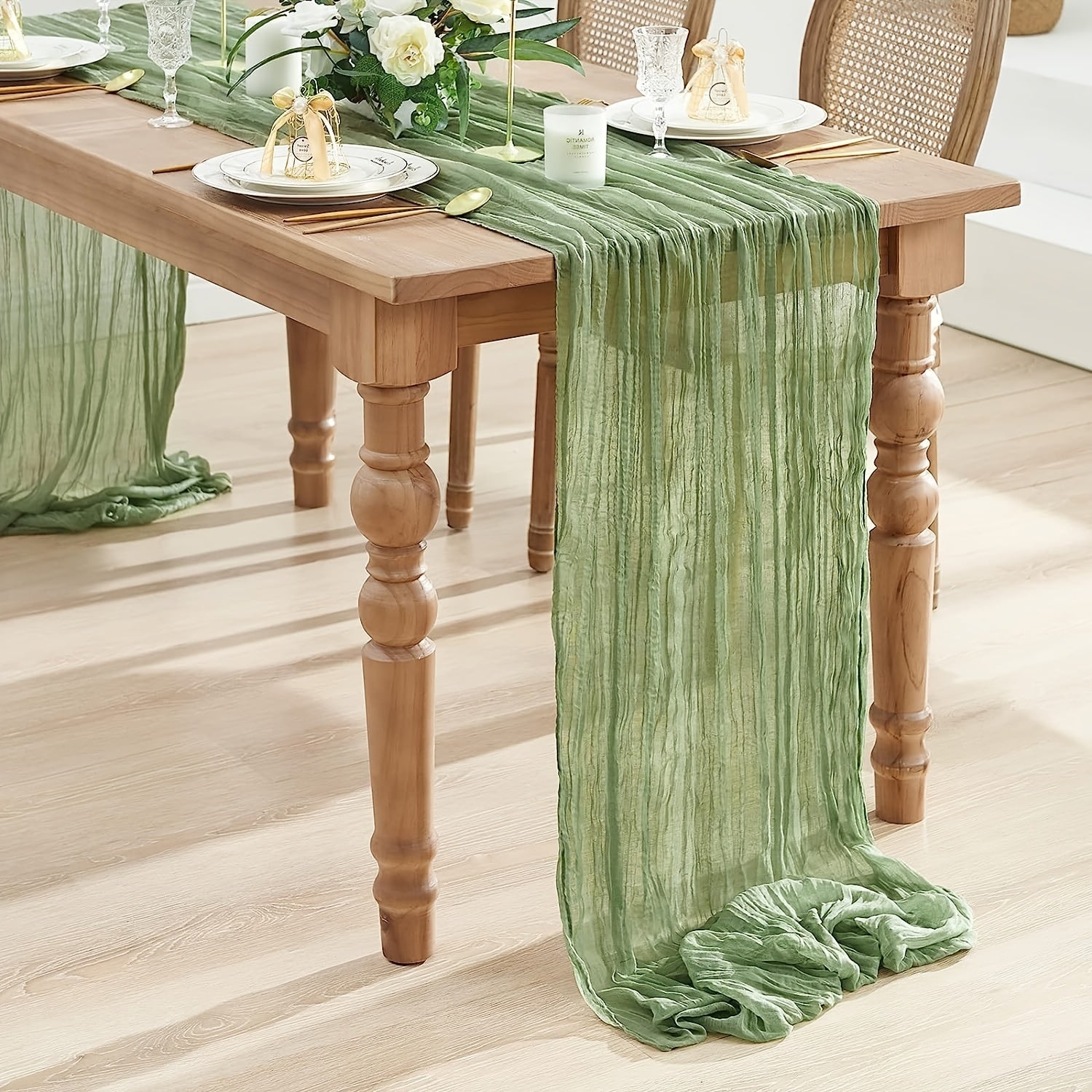 Camino de mesa de gasa de gasa para bodas, fiestas y decoración del hogar