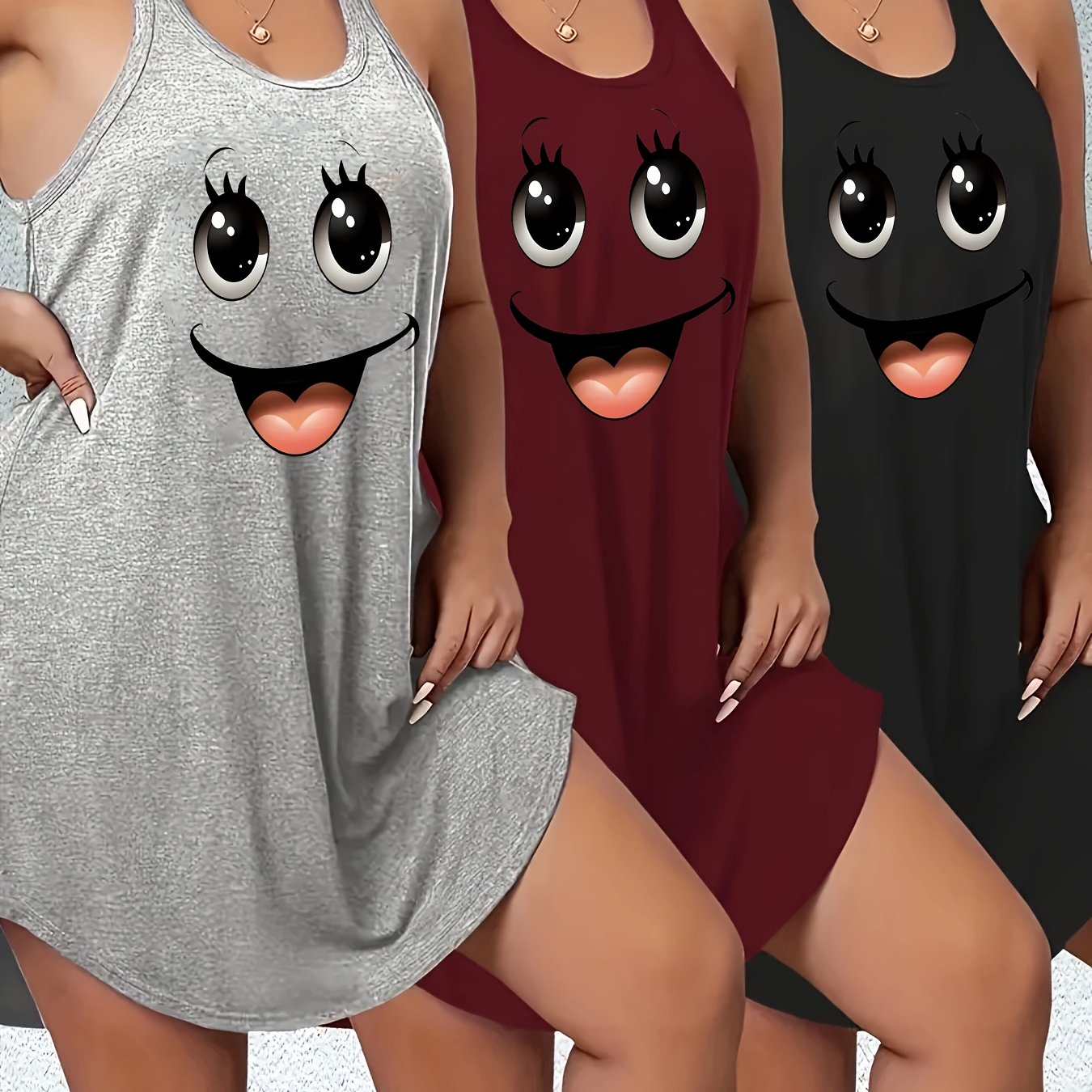 Женский комплект ночной одежды с топом и юбкой для отдыха, с принтом губ