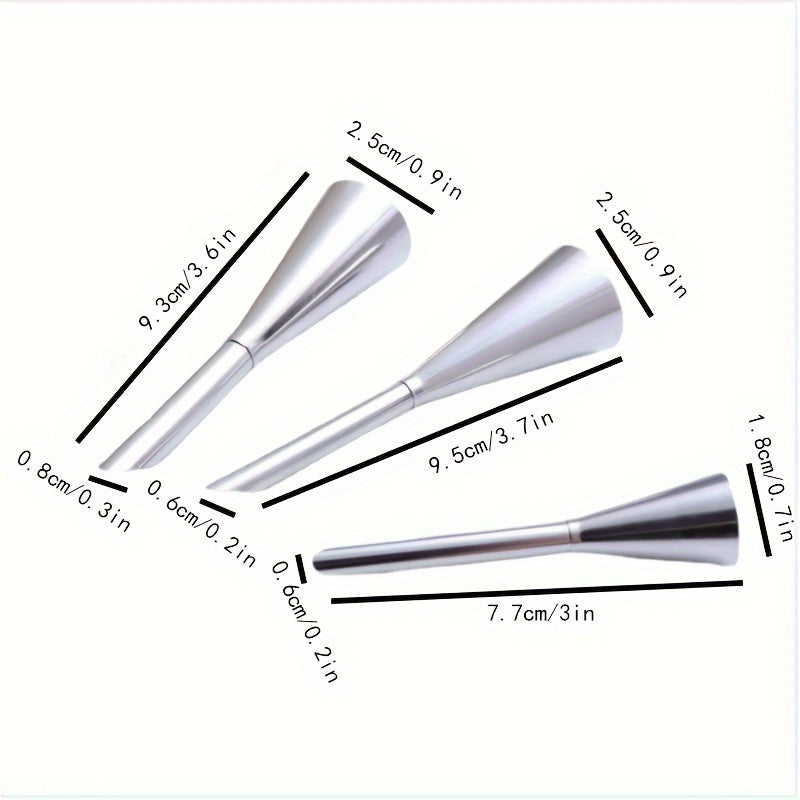 Set of 3 Stainless Steel Icing Piping Nozzles for Cake Decorating