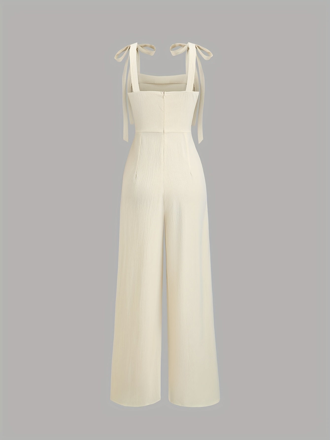 Women's Elegant Woven Polyester Jumpsuit with Lace-Up Waist and Strappy Back