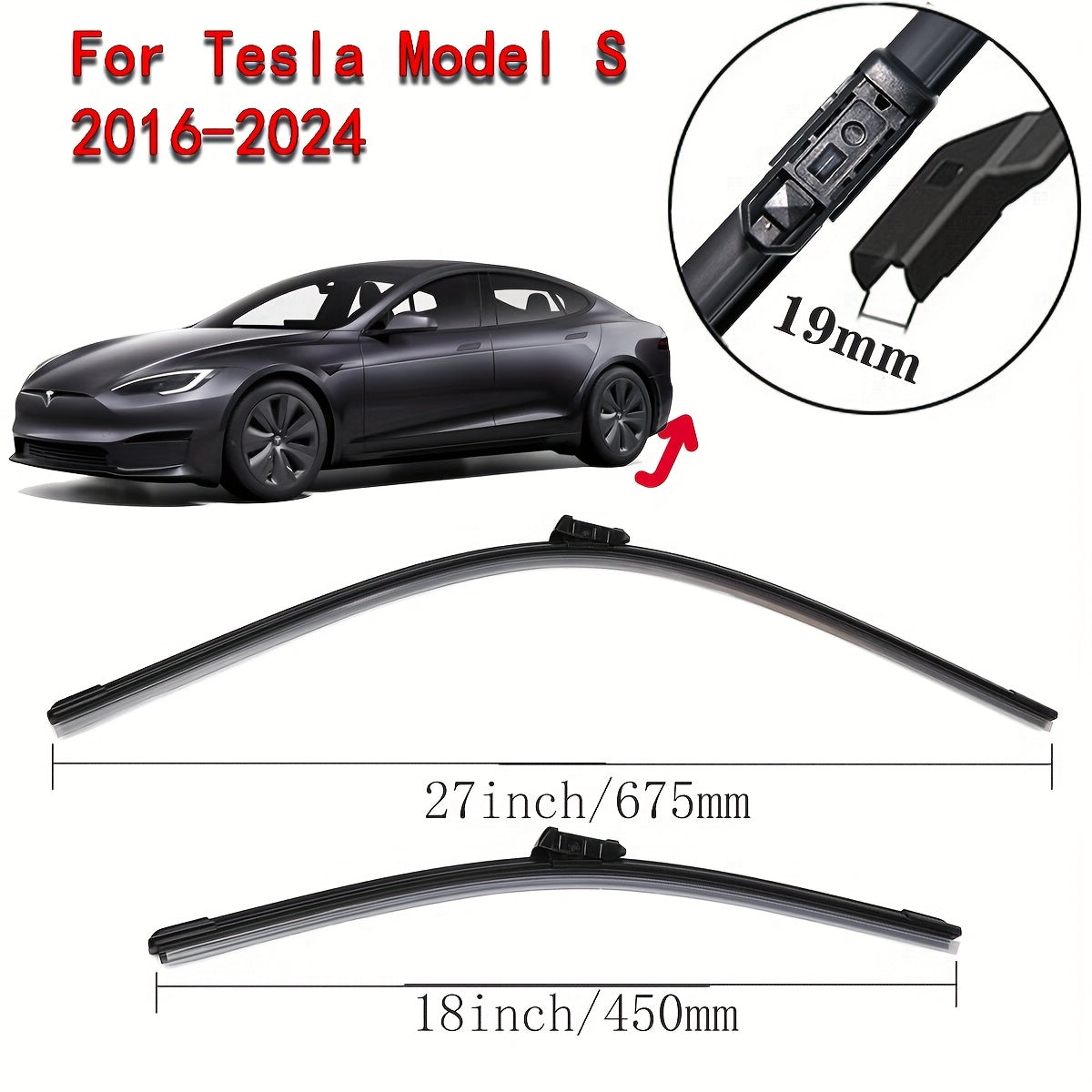 Car Wiper Blade Set for Tesla Models X Y 71.12cm and 45.72cm Replacement