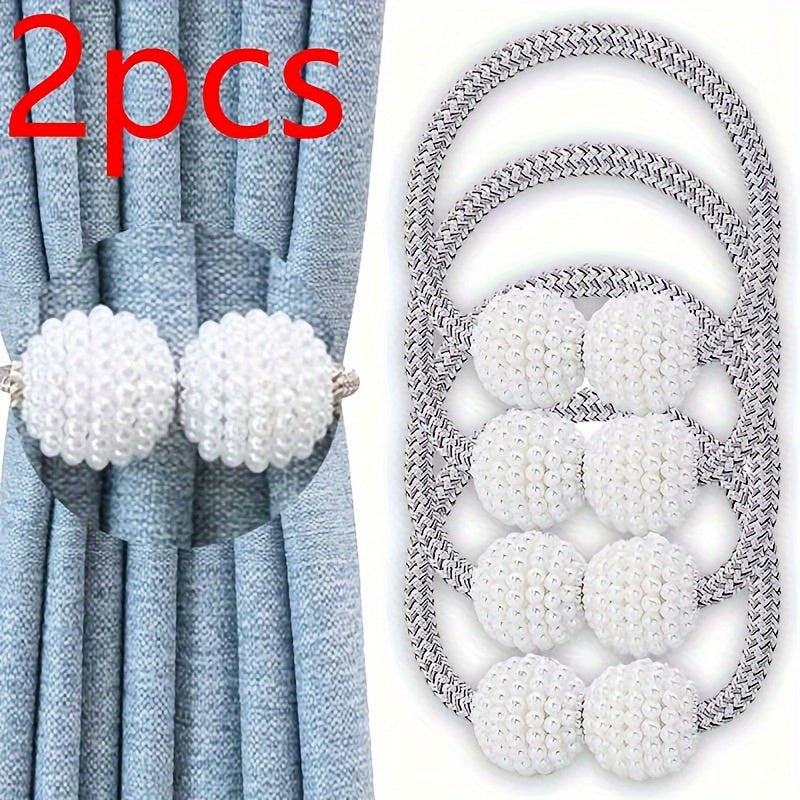 Set of 4 Vintage Magnetic Curtain Clips No-Punch Pearlized Holdbacks for Windows