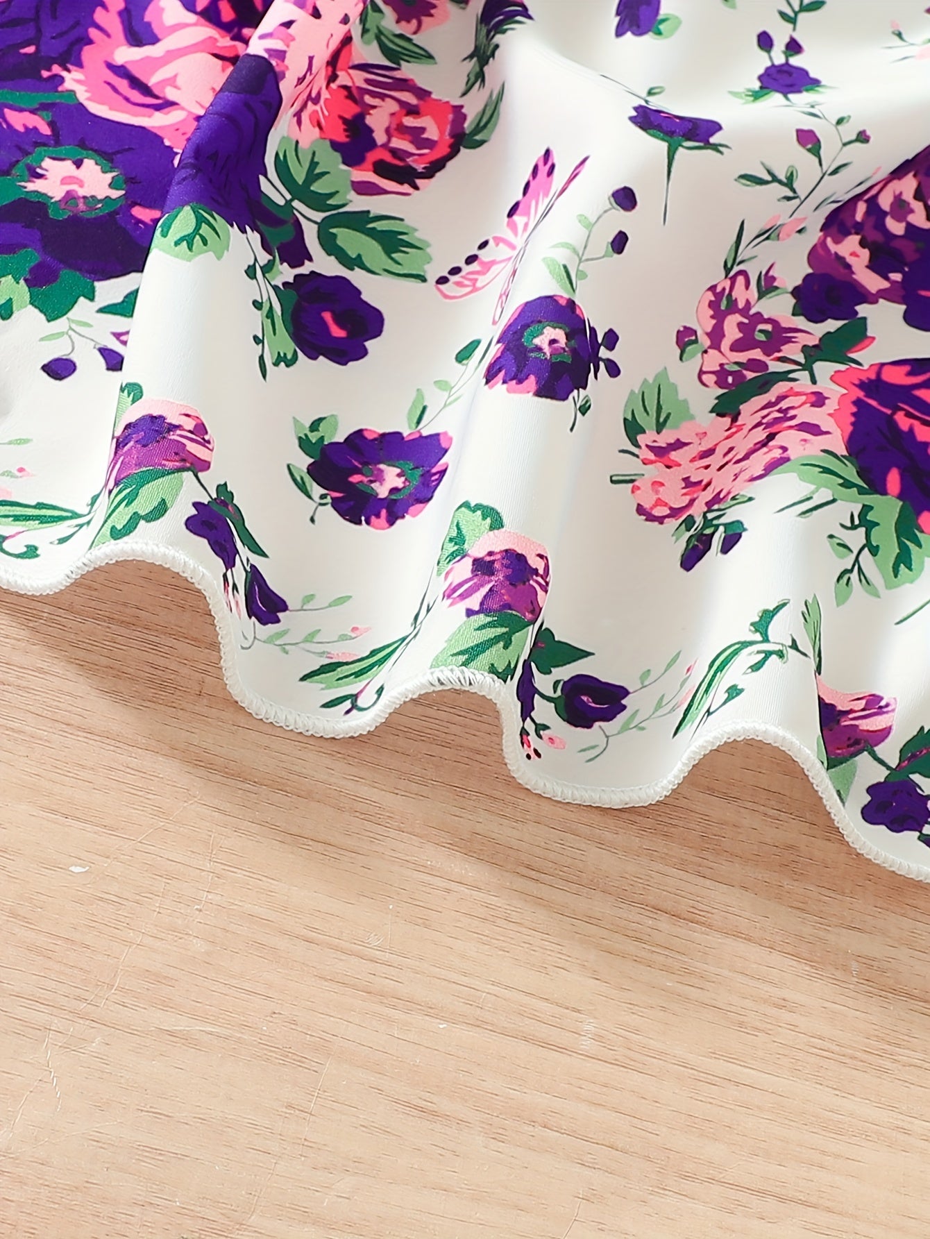 Girls Butterfly Casual Two-Piece Dress Set with Midi Length and Belt