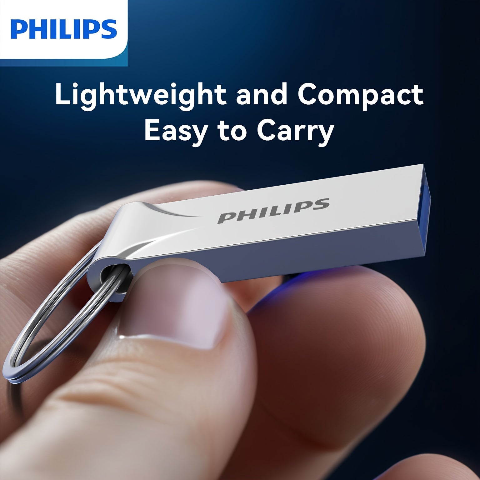 Katta sig'imli USB flesh-disk, ko'chma kalit zanjiri dizayni bilan, ko'pchilik qurilmalar uchun mos keladi.