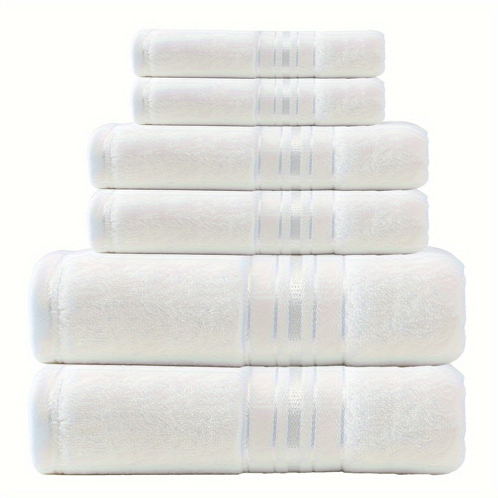 Set of 6 Absorbent Cotton Bath Towels for Spa Hotel Bathroom Use