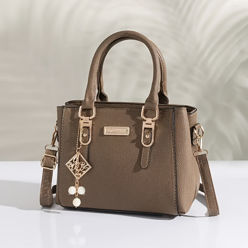 Women's Fashion Tote Bag with Large Capacity, Wristlet, Crossbody, Edge Painted in Black Pink Grey Red Apricot