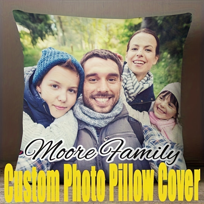 Funda de almohada personalizada con foto, diseño familiar o de pareja, 45.72cm, felpa suave