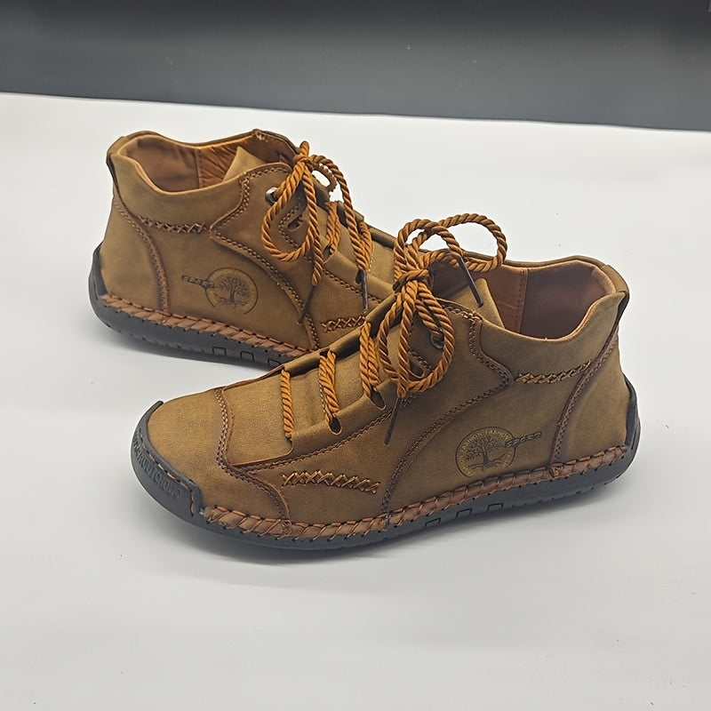 SALKIN Винтажные западные ботинки на щиколотке: ручная работа, шнуровка, круглый нос, плоский каблук, нескользящая подошва.