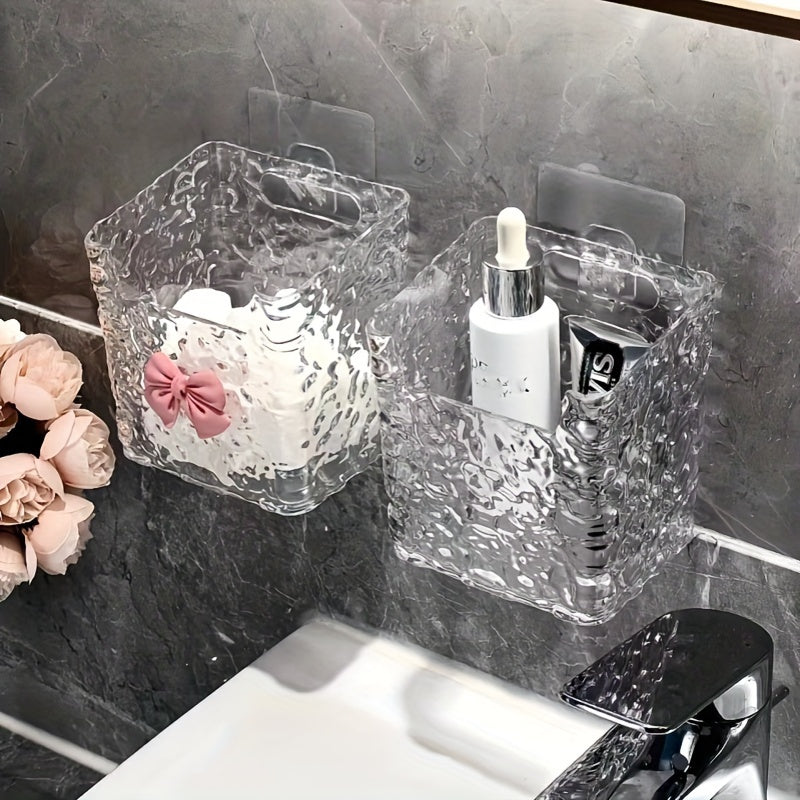 Juego de 1/2/3 cestas de almacenamiento de acrílico para montaje en pared o mesa para organización en baño y cocina