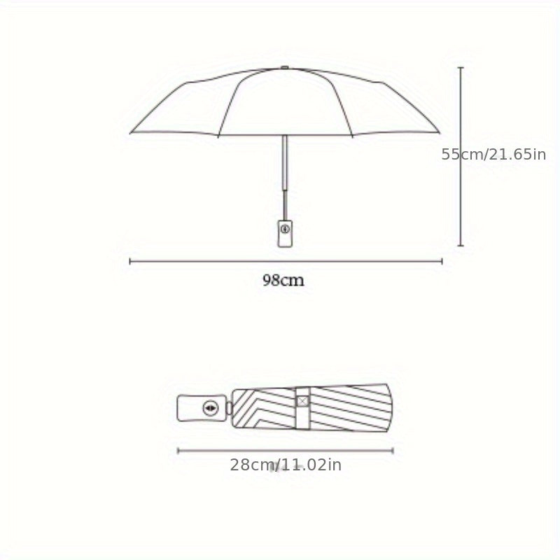 Casual Automatic Folding Umbrella Waterproof UV Protection Sun and Rain with Iron Handle