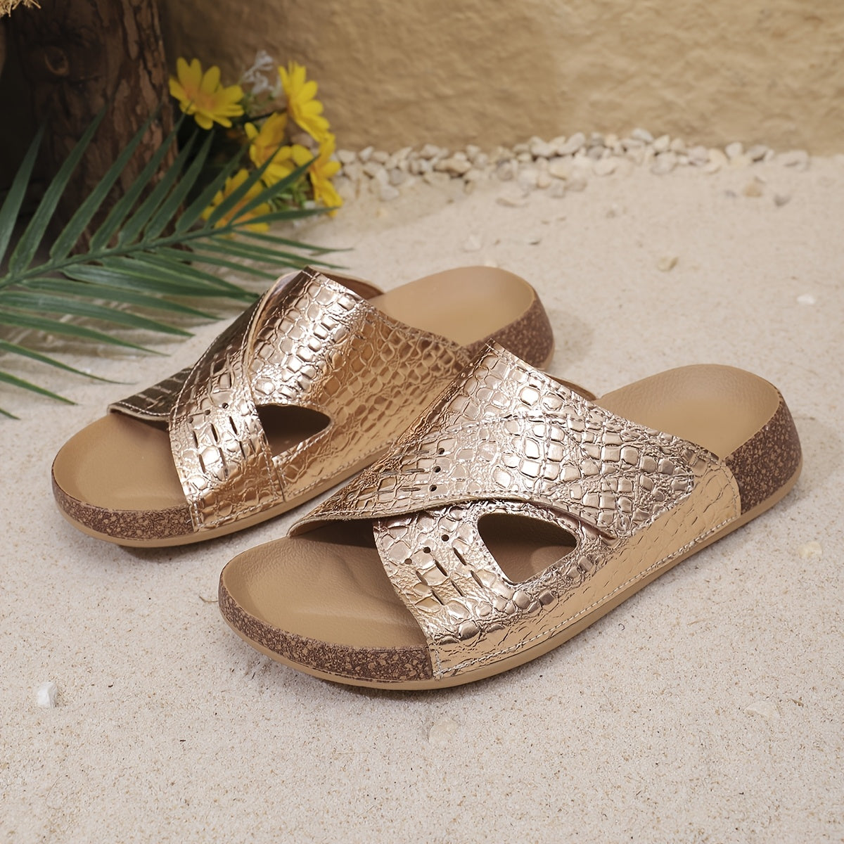 Ayollar uchun oq rangli sozlanadigan kamarli to'rtburchakli sandallar ochiq barmoqli yozgi plyaj slaydlar