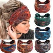 Women’s Boho Polyester Knit Crochet Headband for Yoga Running and Sports
