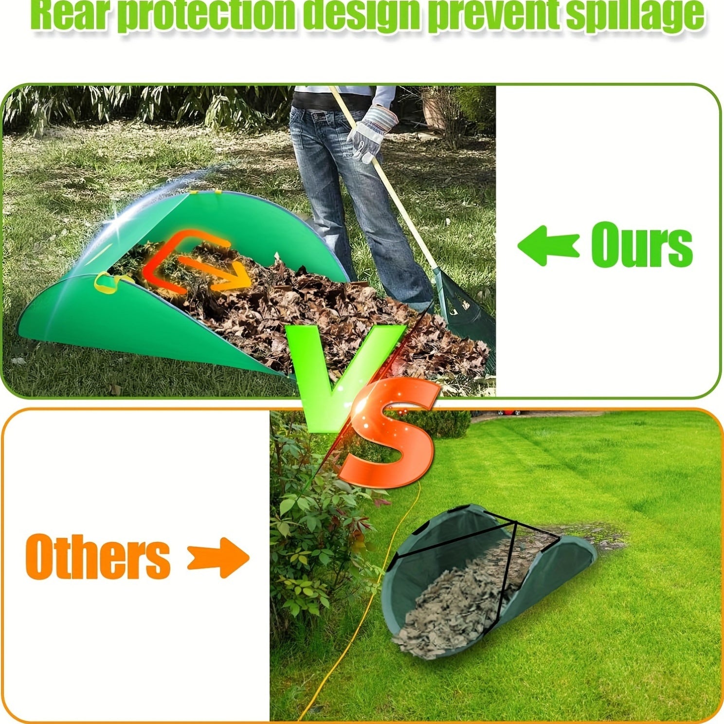 Durable Outdoor Leaf Collector with Pop-Up Dustpan Foldable Garden Waste Bag