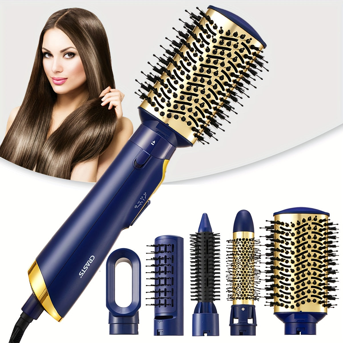 5-in-1 Hot Air Brush for Drying Straightening Curling Hair 1200W European Plug