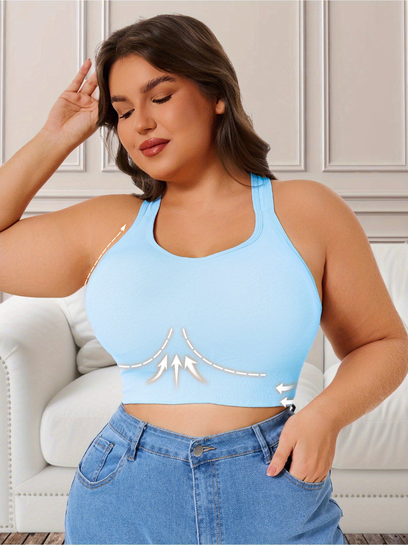 Women's Sports Bra Plus Size Non-Pilling Removable Padding Yoga Running Workout