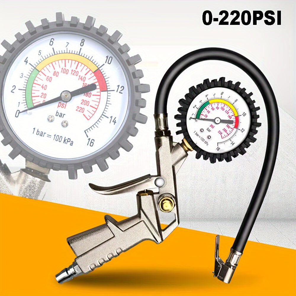 Economical Tire Pressure Gauge With Rubber Hose Car Repair Tool