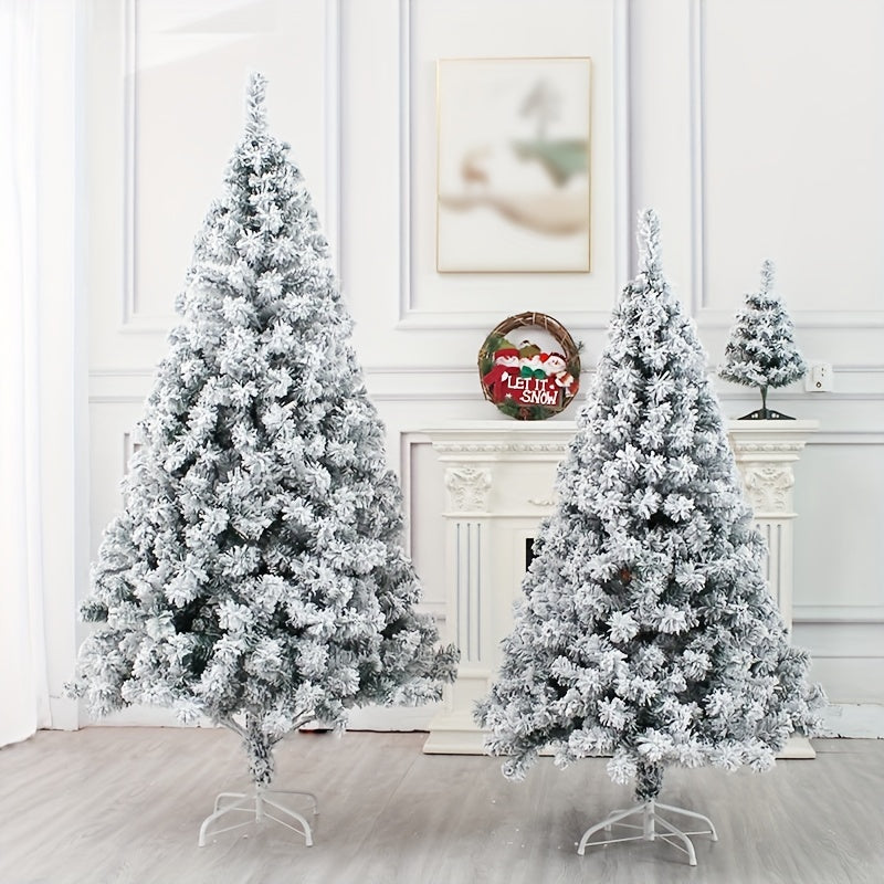 Lifelike Snow-Sprayed Christmas Tree Set with Ornaments Top Star and Letter Signs White Pink