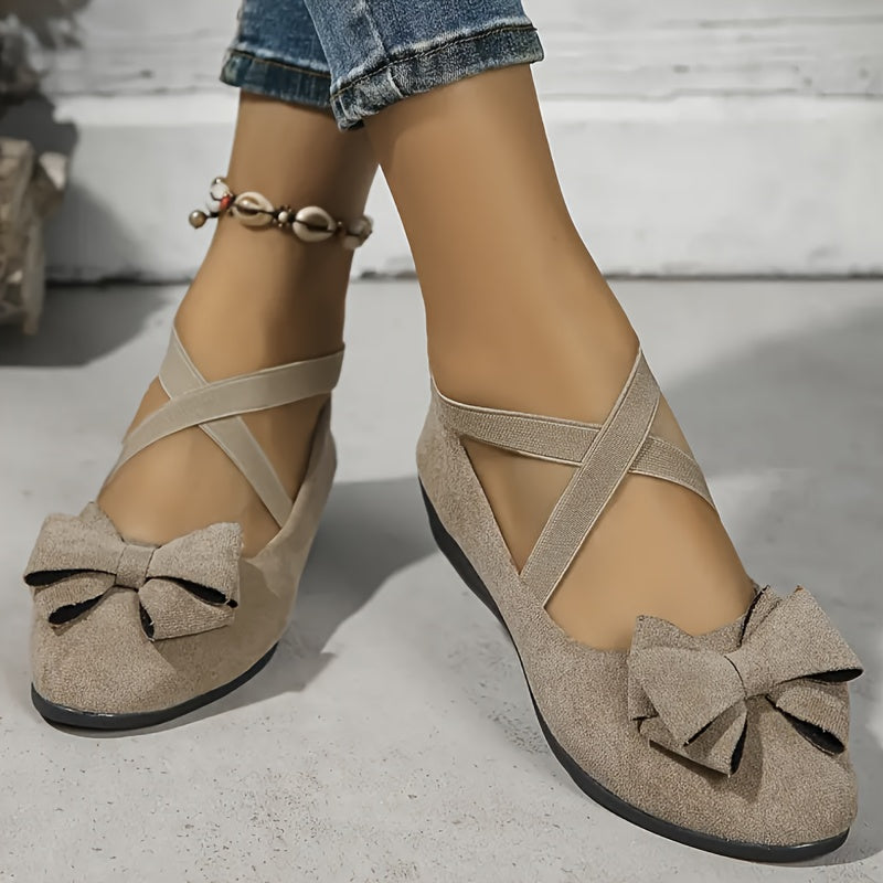 Женские туфли-лоферы однотонные с перекрещивающимся бантом для повседневной прогулки