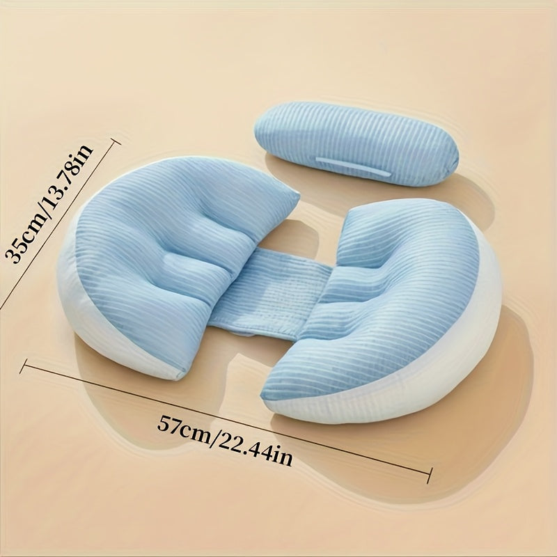 U-Shaped Ergonomic Maternity Pillow for Side Sleepers Lumbar and Belly Support Soft Polyester