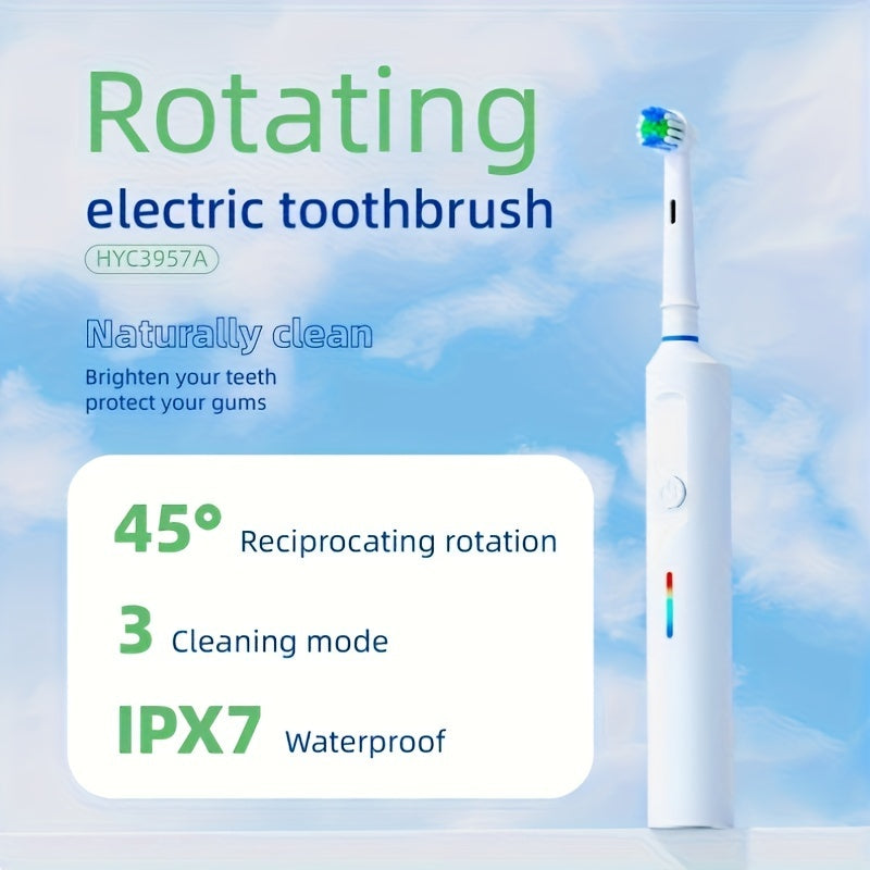 Electric Toothbrush for Adults with 3D Rotating Head 4 Soft Brush Heads Waterproof Rechargeable