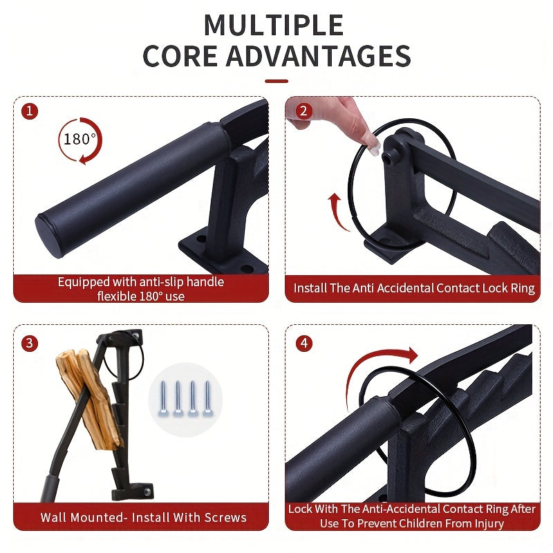 Wall-Mounted Wood Splitter High Carbon Steel Manual Firewood Cutter Indoor Outdoor Use