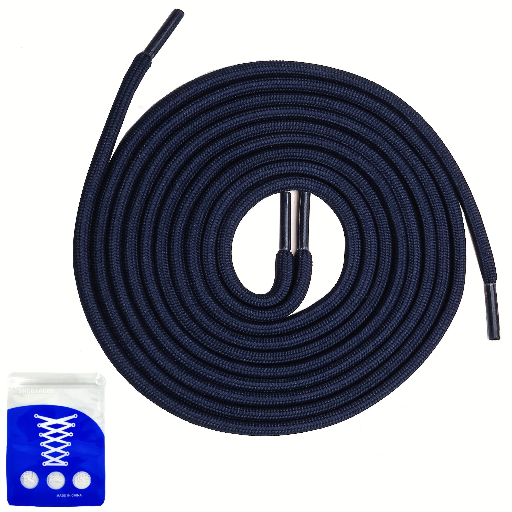 Navy Blue Round Shoelaces for Hiking Work Boots Casual Outfit