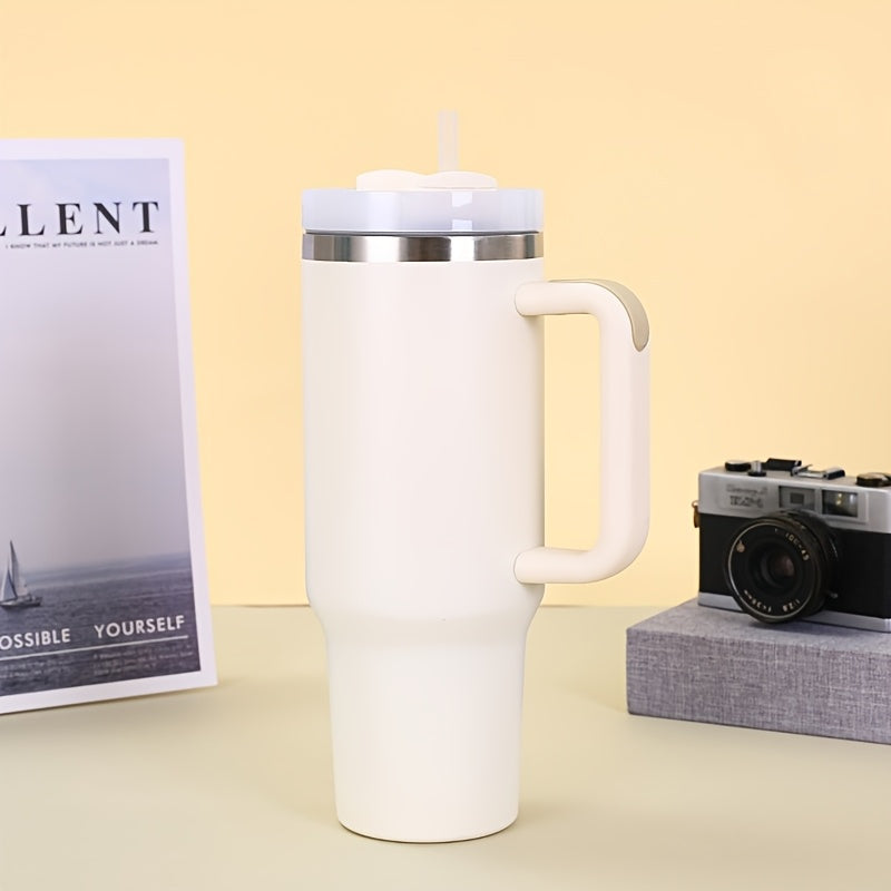 Insulated Stainless Steel Tumbler 30oz with Straw Handle Double-Walled Travel Mug