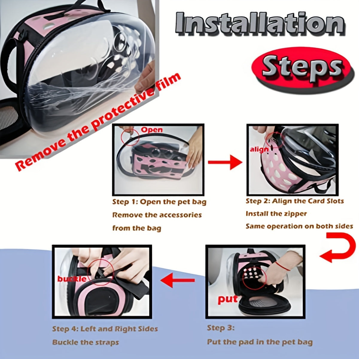 Breathable Foldable Cat Backpack Carrier with Footprint Design and Transparent Window