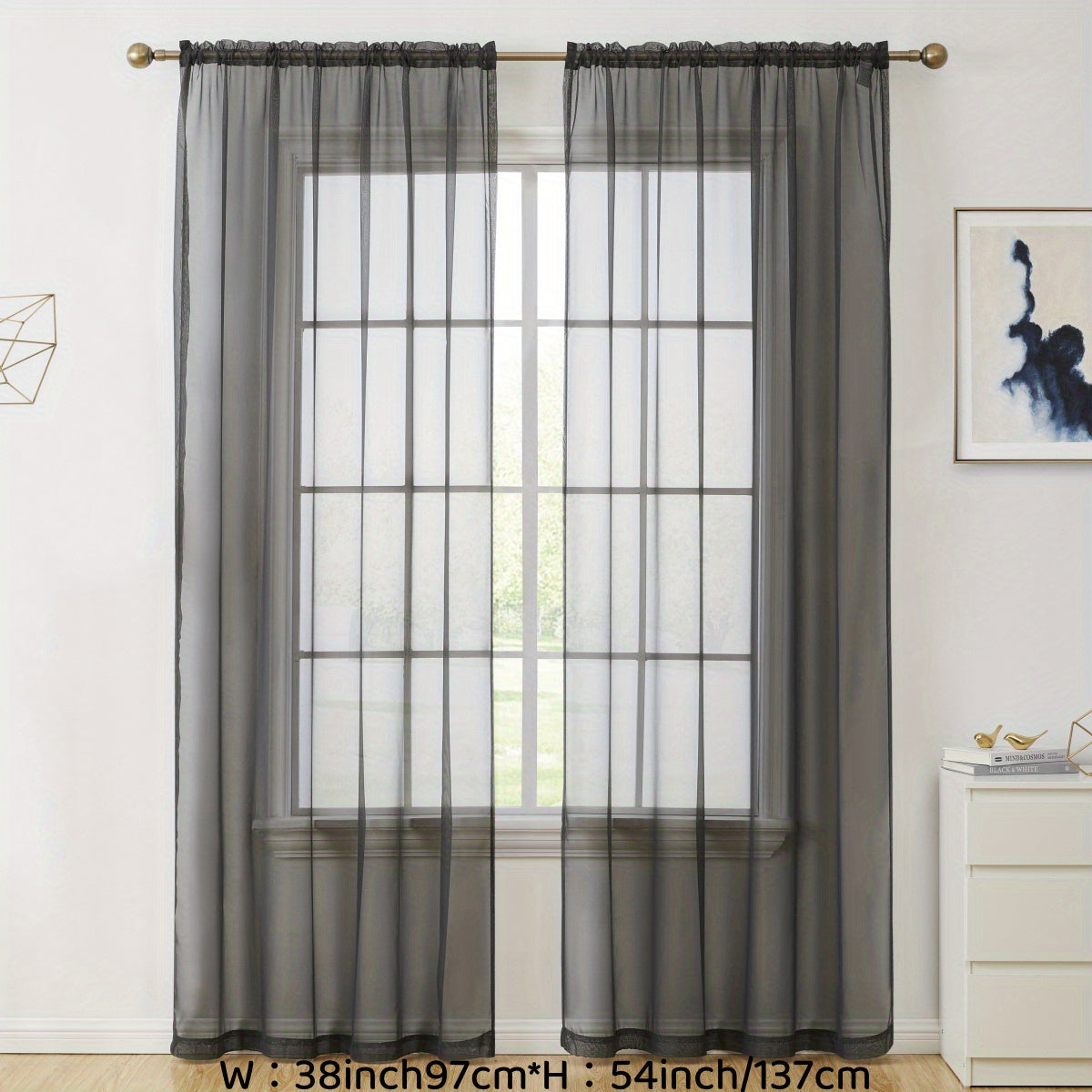Sheer Voile Curtain Panels for Living Room Bedroom Kitchen Semi-Transparent Polyester