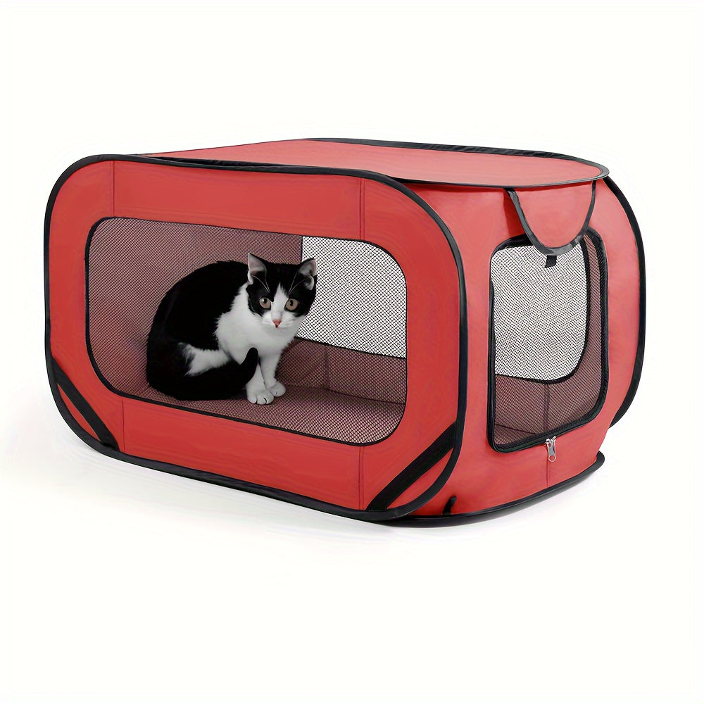 Foldable Pet Cage with Lockable Zipper for Cats and Small Dogs Indoor Outdoor Use
