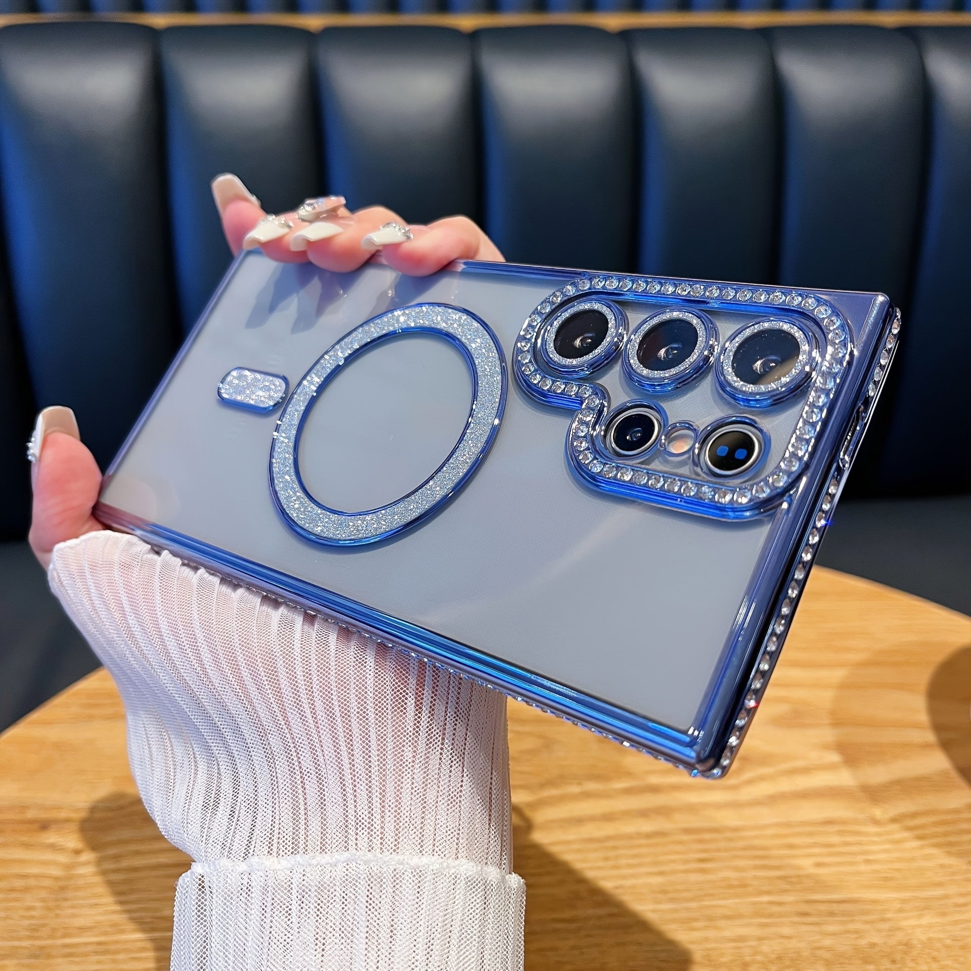 Gold-Plated Magnetic Phone Case for Samsung S25 S24 S23 S22 Ultra Plus Transparent and Shiny