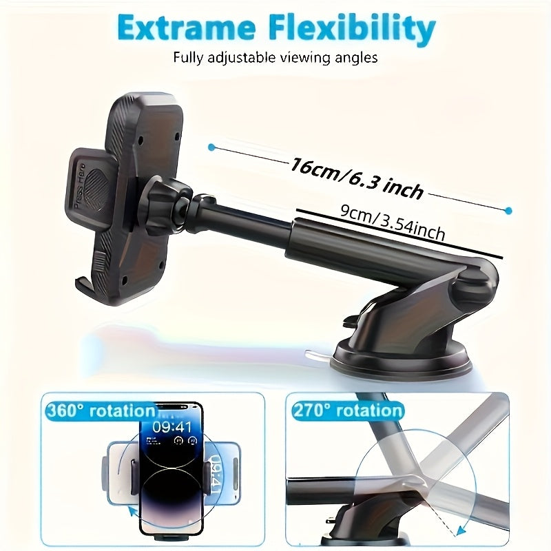 Universal PVC Car Phone Holder for Dashboards with Adhesive Gel Pads