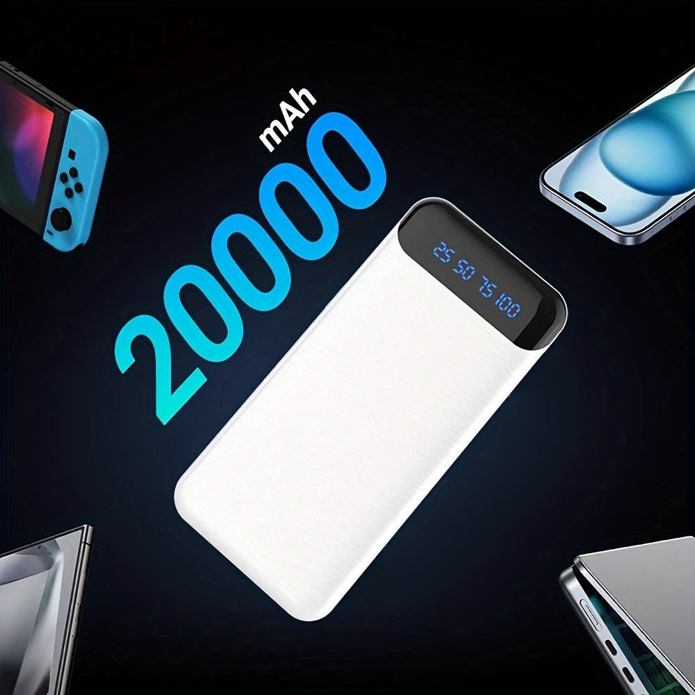 20000mAh Portable Power Bank Fast Charging USB-C USB-A Universal Compatibility Compact Travel Emergency