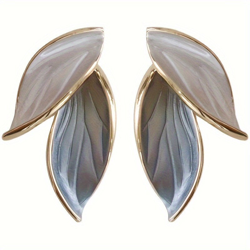 Women’s Leaf Design Stud Earrings Alloy and Sterling Silver for Daily and Vacation Wear