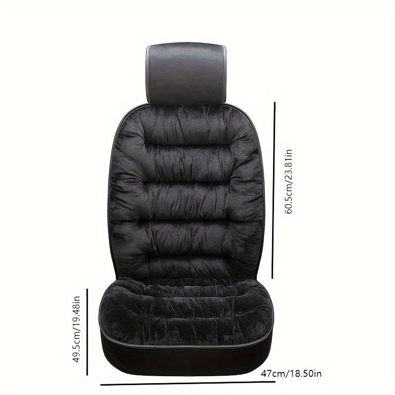 Universal Winter Plush Car Seat Cushion with Backrest Red Black