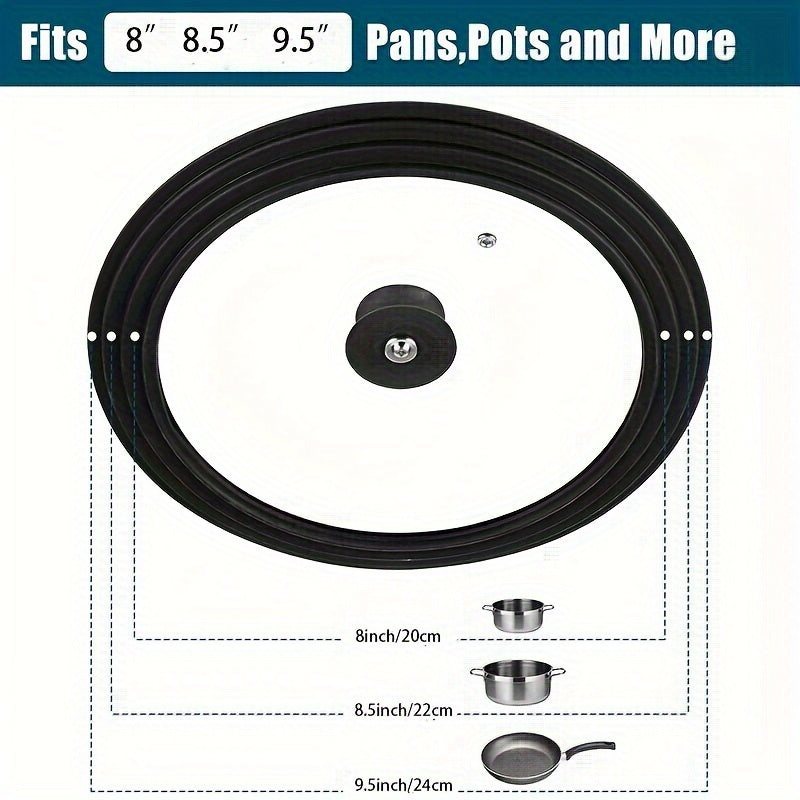 Silicone Glass Lid for Pots Pans and Steamers, Heat-Resistant, Versatile
