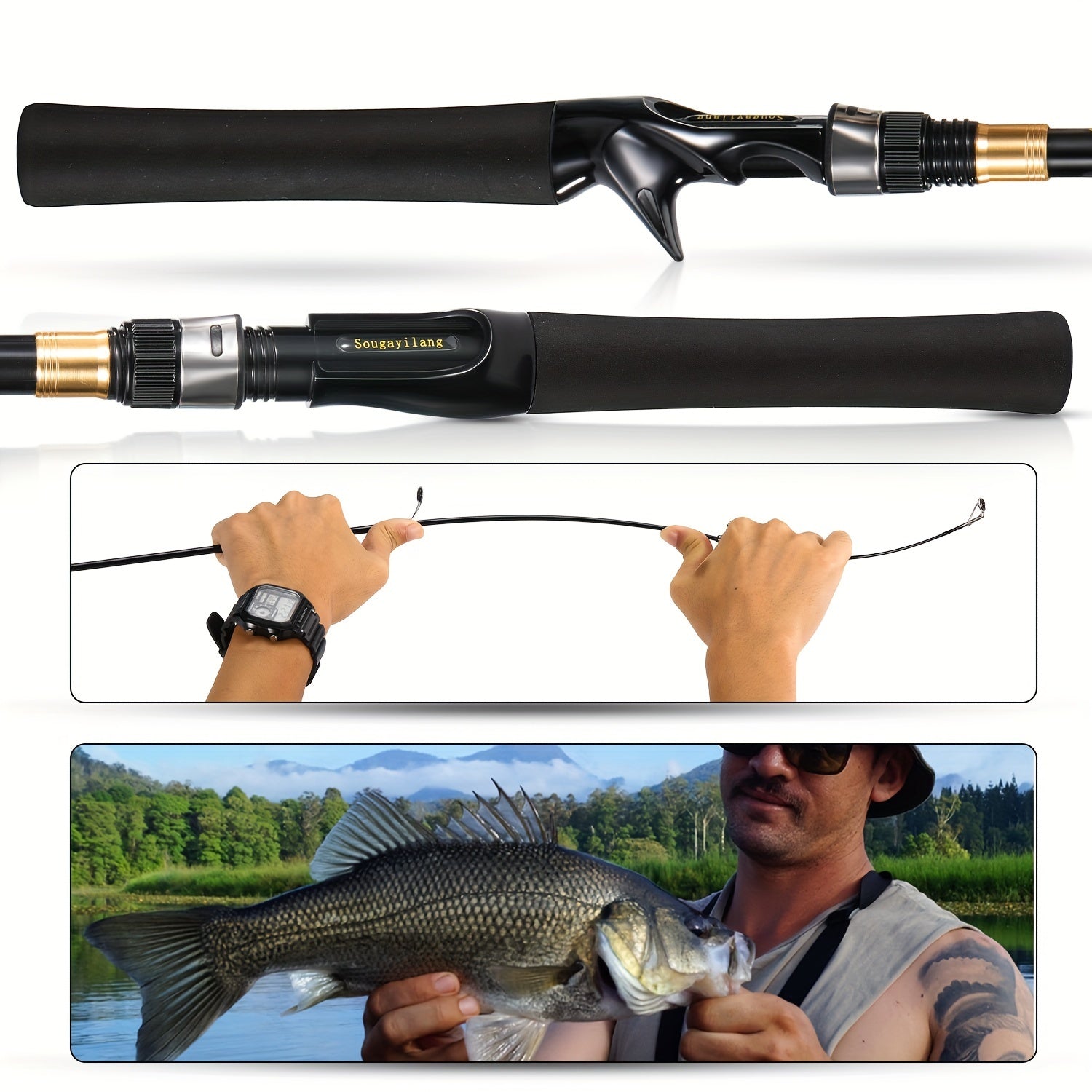 Telescopic Carbon Fiber Fishing Rod 1.8-2.4m Saltwater Freshwater EVA Handle